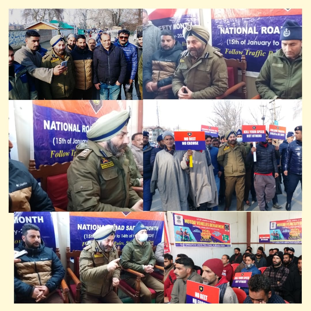 Traffic Rural Department and MVD Anantnag organized awareness camp on oRoad Safety Traffic Awarenesso at Bijbehara